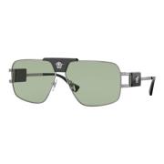 Versace Gunmetal/Gröna Solglasögon Green, Herr