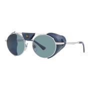 Persol Silver/Blue Sunglasses Gray, Unisex