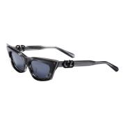 Valentino Goldcut Sunglasses - Black Swirl Rhodium Gray, Dam
