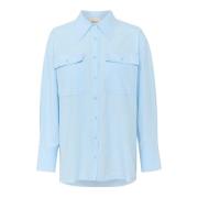 My Essential Wardrobe Himmel Melange Loose-Fit Skjorta Blue, Dam