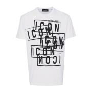 Dsquared2 Cool Fit Icon Stamps T-Shirt White, Herr
