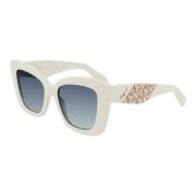 Salvatore Ferragamo Ivory/Blue Shaded Solglasögon Sf1023S White, Dam