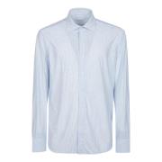 Orian Bianco/Azzurro Slim Skjorta Blue, Herr