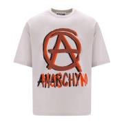 Moschino Anarchy Print Ekologisk Bomull T-Shirt för Män Gray, Herr