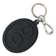 Dolce & Gabbana Metallnyckelring med Svart Gummi DG Logo Black, Dam