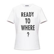 Moschino Tryckt T-shirt White, Dam