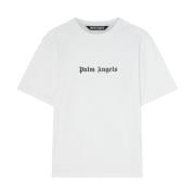 Palm Angels Vit Bomull Logo Print T-shirt White, Herr