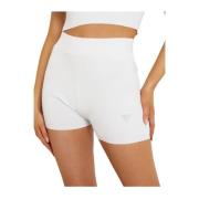 Guess Ribbad hög midja shorts - Vit White, Dam