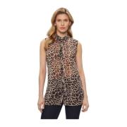 Guess Leopard Ärmlös Blus - Djurtryck Multicolor, Dam