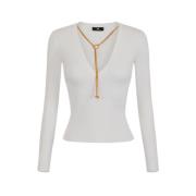 Elisabetta Franchi V-neck Knitwear White, Dam