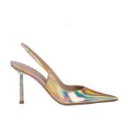 Le Silla Iridescent Slingback Sandaler med Kristall Stilett Beige, Dam