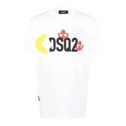 Dsquared2 Vita T-shirts och Polos med Tryck White, Herr