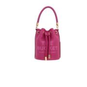 Marc Jacobs Mörkrosa Läder Bucket Väska med Guld Hardware Pink, Dam