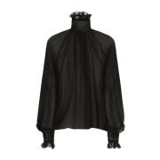 Dolce & Gabbana Lyxig Silke Svart Blus Black, Dam
