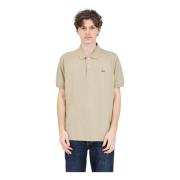 Lacoste Beige Polo Skjorta Krokodil Logotyp Patch Beige, Herr