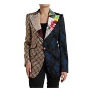 Dolce & Gabbana Multifärgad Blommig Jacquard Patchwork Blazer Multicol...