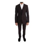 Dolce & Gabbana Brun Randig Slim Fit 3-Delat Kostym Brown, Herr