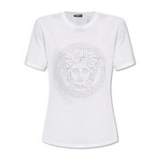 Versace T-shirt med logotyp White, Dam