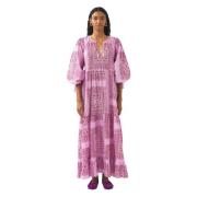 Antik Batik Bomull voile print maxi klänning Nalii Pink, Dam