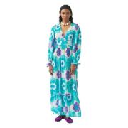 Antik Batik Print maxi klänning Suny Blue, Dam