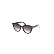 Tom Ford Svarta Glossy Solglasögon för Kvinnor Black, Dam