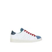 Panchic P01 Man's Lace-Up Shoe Leather Suede White-Basic Blue-Red Whit...