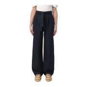 Woolrich Wide Leg High Waist Byxor Blue, Dam