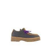 Panchic P99 Woman's Lace-Up Shoe Linen Suede Asphalt-Violet Gray, Dam