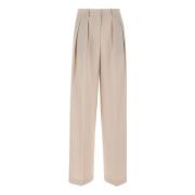 Theory Wide Trousers Beige, Dam