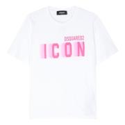 Dsquared2 Bomull Jersey T-shirt White, Dam