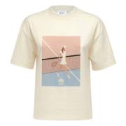 MVP wardrobe Tennis Print Oversized T-Shirt White, Dam