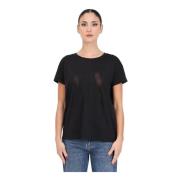 Armani Exchange Svart Logo Transparent T-shirt Regular Fit Black, Dam