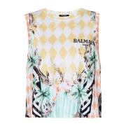 Balmain Vintage linne med barocktryck Multicolor, Dam