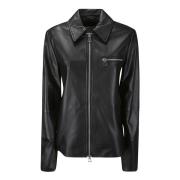 Sportmax Leather Jackets Black, Dam