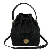 Versace Svart Lammskinn Bucket Axelväska Black, Herr