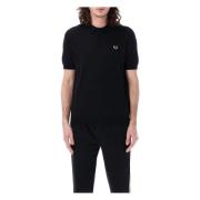 Fred Perry Stickad Polo Black, Herr