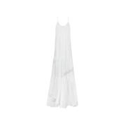 Aniye By Lång och bred bomullsmuslin klänning White, Dam