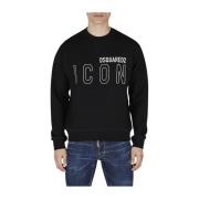 Dsquared2 Svart Icon Outline Sweatshirt Black, Herr