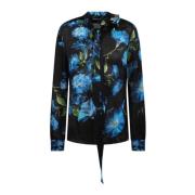 Dolce & Gabbana Blommönstrad silkeskjorta med fejkblomdetaljer Multico...