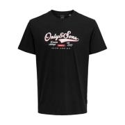 Only & Sons Casual Bomull T-shirt Black, Herr