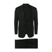 Giorgio Armani Single Breasted Suits Black, Herr