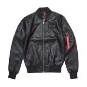 Alpha Industries Svart Läder Ma-1 Bomberjacka Multicolor, Herr