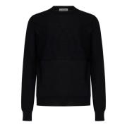 Jil Sander Svart Crew-neck Tröja i Merinoull Black, Herr