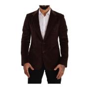 Dolce & Gabbana Brun Corduroy Slim Fit Blazer Brown, Herr