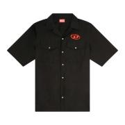 Diesel Bowling skjorta med broderad logotyp Black, Herr
