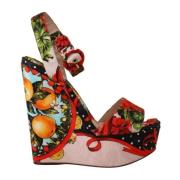 Dolce & Gabbana Multifärgad Brokad Plattform Häl Sandaler Multicolor, ...