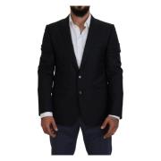 Dolce & Gabbana Mörkblå Martini Blazer Kappa Jacka Black, Herr