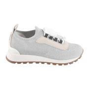 Brunello Cucinelli Ljusgrå Sock-Style Ankel Sneakers Gray, Dam