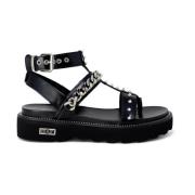 Cult Läder Strappy Sandaler Black, Dam