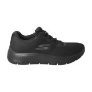 Skechers Svarta Mesh Promenadskor med Elastiska Snören Black, Herr